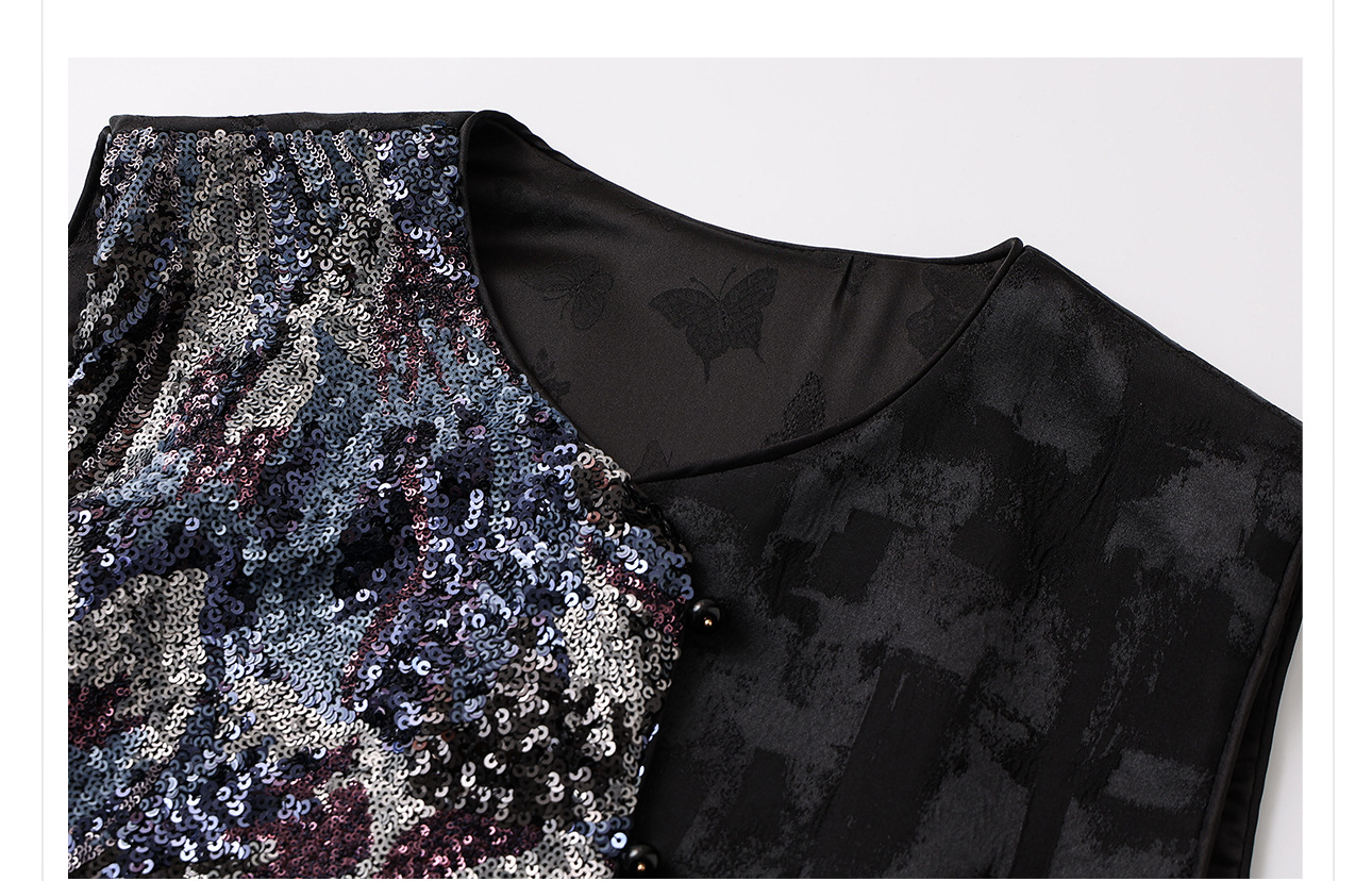 Áo vest nữ phong cách Trung Hoa mới 2026, thiết kế thêu sequin, chất rayon sang trọng — Đen, Màu huyền ảo, Xanh lam chi tiết 52