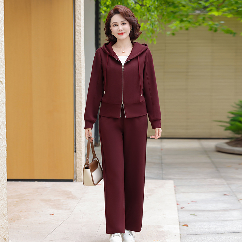 中老年女春秋上衣外套运动服两件套2025新款洋气妈妈秋装休闲套装|undefined