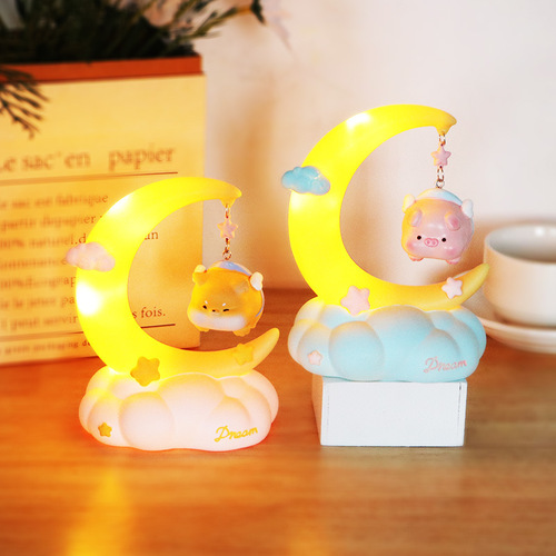 Moon Fairy Night Light Children's Bedroom Bedside Sleeping Lamp Cute Atmosphere Room Table Lamp Internet Celebrity Birthday Gift