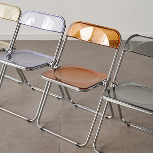 Nordic Transparent Hotel Dining Chair Internet Celebrity Ins Backrest Leisure Chair Simple Folding Chair for Homestay Cafe and Milk Tea Shop