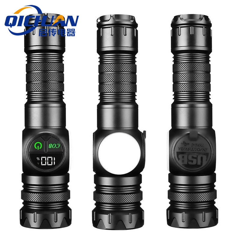 New Led White Laser Bright Flashlight Cob Side Light Built-In Lithium Battery Flashlight Outdoor Plastic Rechargeable Flashlight New Led White Laser Bright Flashlight Cob Side Light Built-In Lithium Battery Flashlight Outdoor Plastic Rechargeable Flashlight