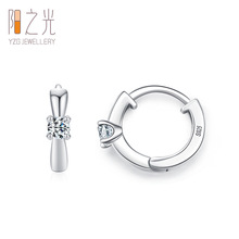 S925银圆形高品质锆石耳环女欧美轻奢时尚耳扣气质百搭优雅耳圈批