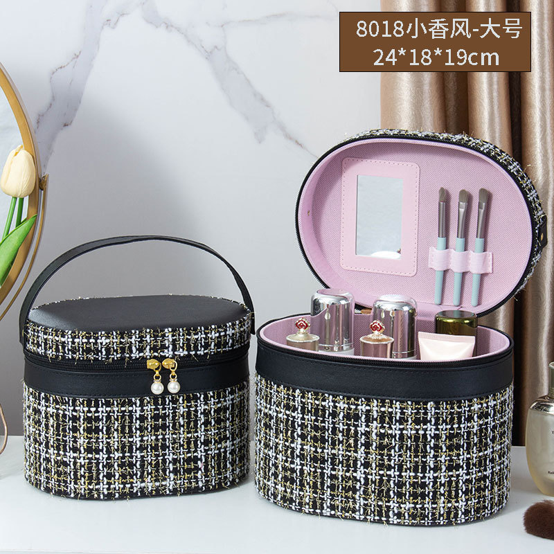 2025 nuevo estuche de cosméticos de gran capacidad, maleta de burbujas de cuero de pu, caja de almacenamiento de herramientas de belleza portátil de alto valor