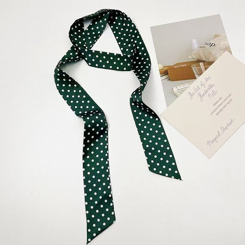 7＃波点墨绿底丝巾4*140CM