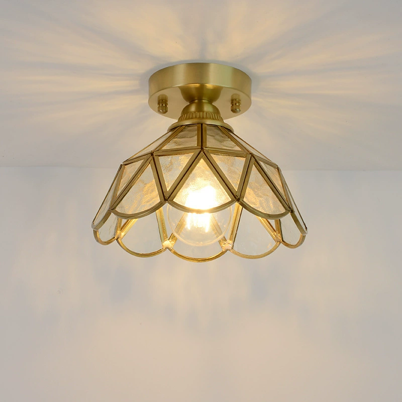 Купольная медная подсветка для коридора, стеклянная потолочная лампа, настольная лампа для беседки, американский стиль