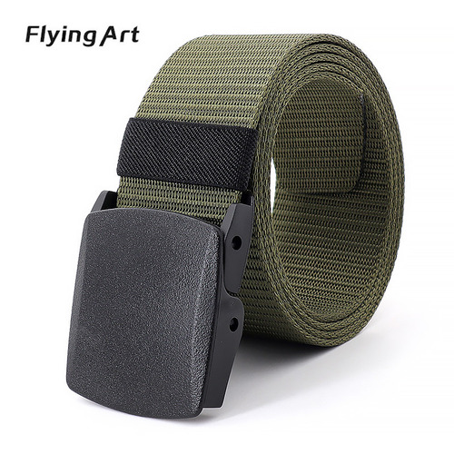 Men's canvas belt wholesale POM smooth buckle tactical belt student military training security belt manufacturer dropshipping