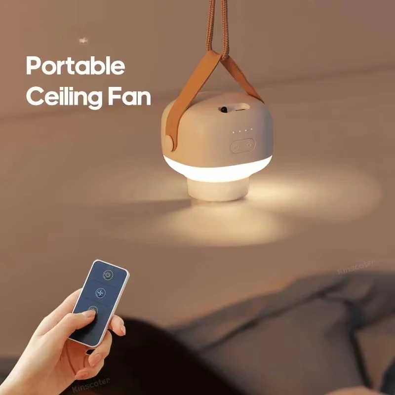 Portable Wireless Mini Ceiling Fan Light USB Fan with Remote Control, Bracket, Home, Outdoor, Camping