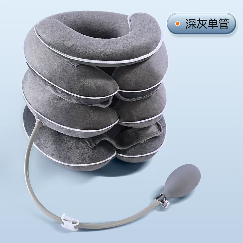 源头工厂充气牵引器颈托脖子矫正器护颈矫正缓解颈椎疲劳水晶绒|undefined