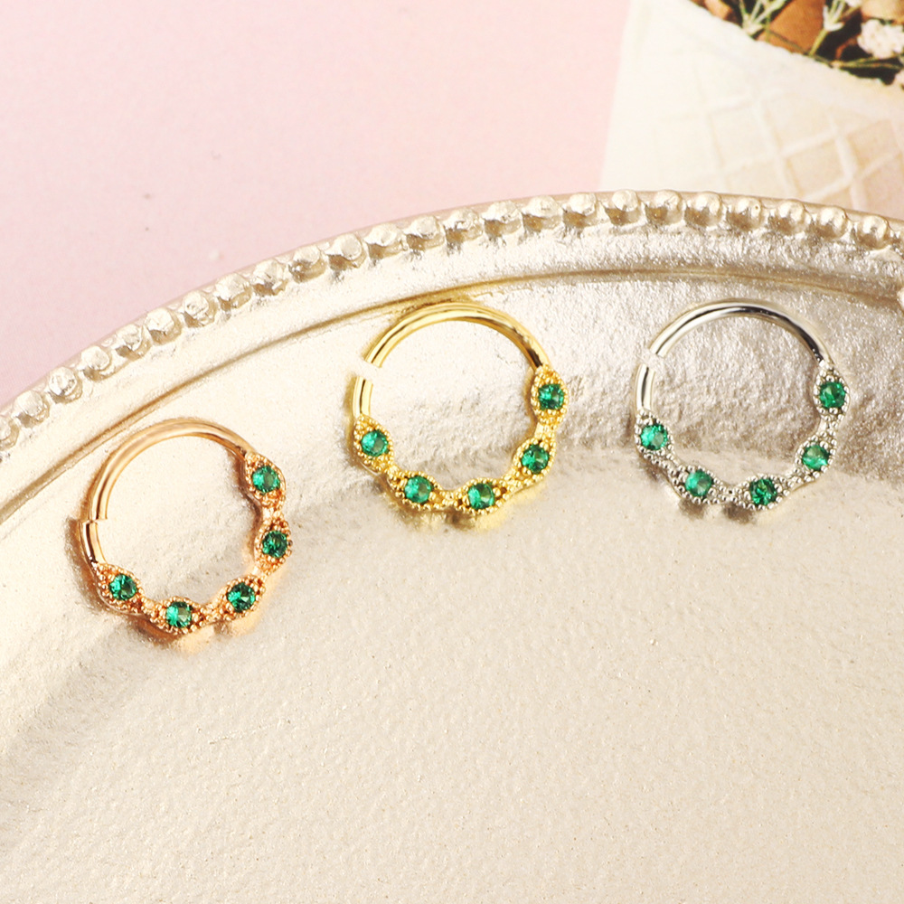 2021 Summer New Release 20G Zircon Rose Gold Nose Ring Fake Nose Piercing Leaf Tulip Daith Earring detail image 5