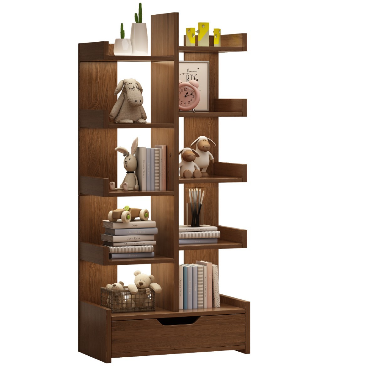 Estantería Estante de piso a techo Estante integrado contra la pared Esquina Sala de estar simple Gabinete de almacenamiento para el hogar para estudiantes Estantería de pared