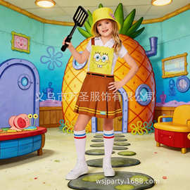 跨境万圣节儿童海绵宝宝方裤连衣裙服装
