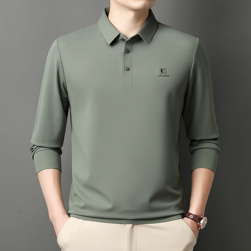 Seamless Long-Sleeve Polo Shirt for Men, New Spring and Autumn Casual Loose Fit with a Turn-Down Collar, Wholesale Seamless Long-Sleeve Polo Shirt for Men, New Spring and Autumn Casual Loose Fit with a Turn-Down Collar, Wholesale