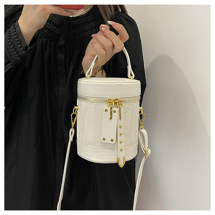 Piccola borsa a secchiello cilindrica di alta qualità per le donne, estate 2024, alla moda e versatile_voghion.com