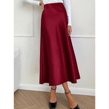 欧美跨境温柔气质春夏季丝滑质感锻面醋酸垂顺高腰鱼尾半身裙女