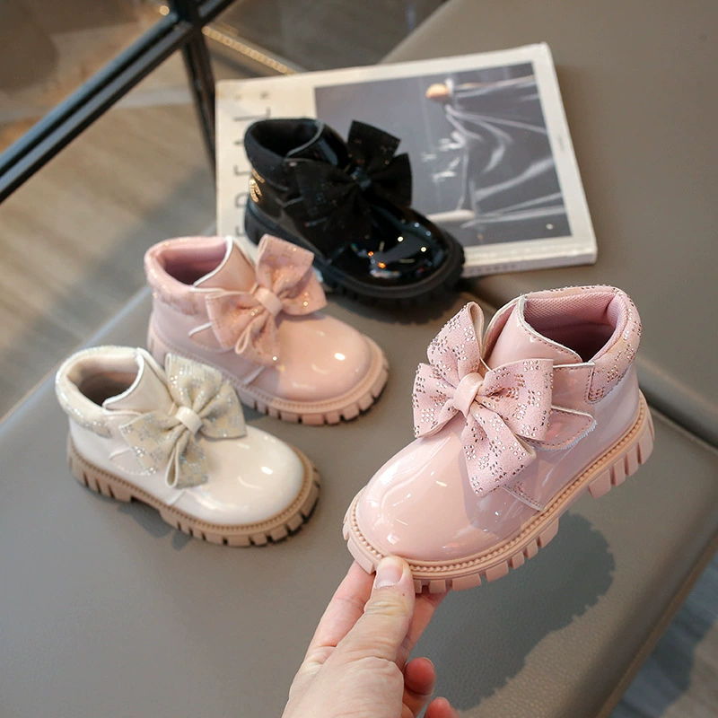 2025 мода новая мода бант детские сапоги Мартин британский стиль сапоги для девочек короткие сапоги повседневные сапоги