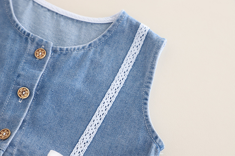 Tenue pour fille 2025, nouvelle collection printemps-automne, gilet en denim élégant en dentelle, ensemble trois pièces décontracté de style coréen pour filles_voghion.com