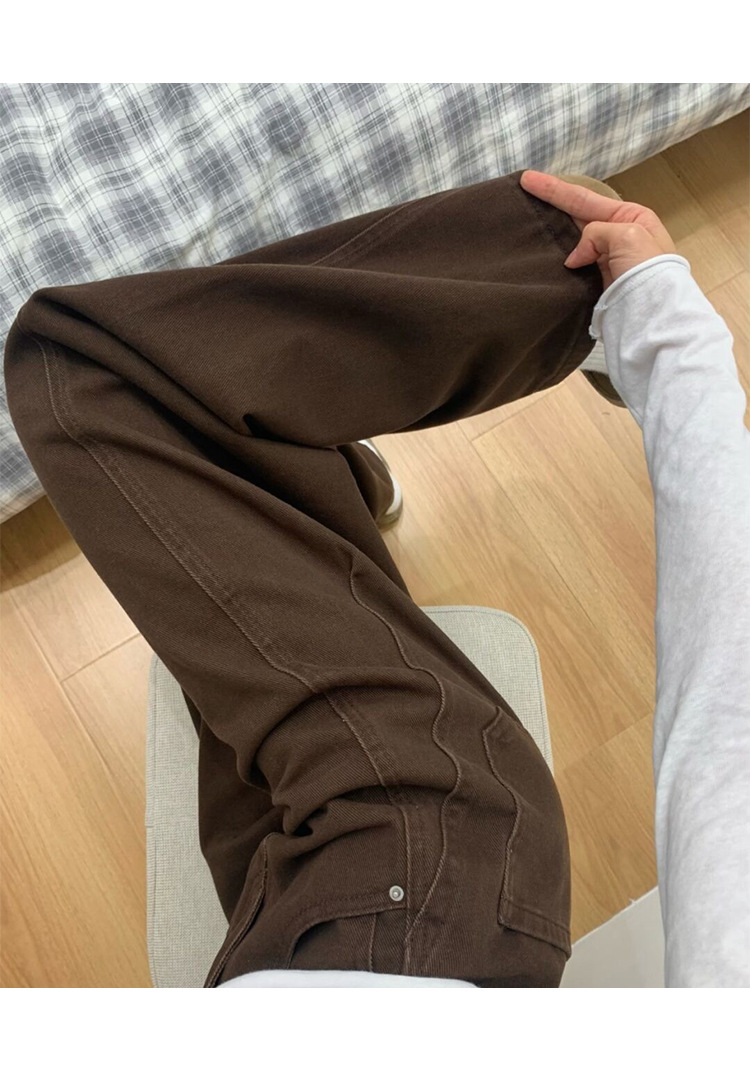 Women's Clothing Brown Maillard High-Waisted Wide Leg Jeans Curved Slimming Straight Leg Pants Loose Fit For Women Spring_ecoleips.com