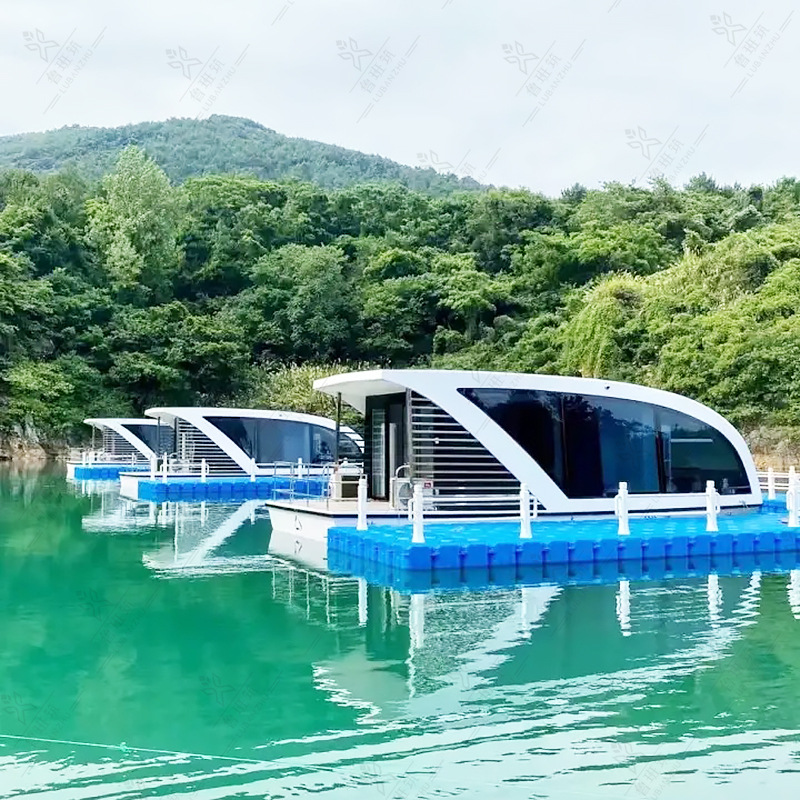 Casa de sol en el agua, punto escénico, resort, casa de vacaciones en el agua, barco de pesca de aluminio estático, casa de barco de protección solar