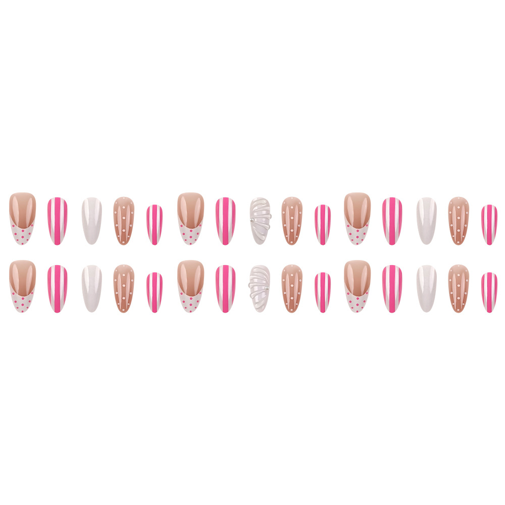 Conchas estereoscópicas onduladas puntos franceses de desgaste de uñas Y2K estriadas minimalistas transfronterizas 30 piezas de uñas falsas mezcladas
