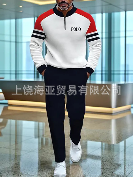 2025跨境亚马逊独立站新款男士时尚3d印花长袖长裤运动休闲两件套|undefined