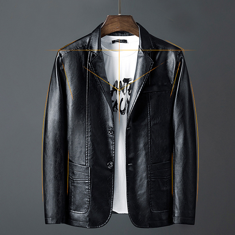 2024 nuevo traje de cuello chaqueta de cuero PU hombre estilo delgado estilo coreano guapo chaqueta de cuero hombre chaqueta de locomotora de cuello de moda