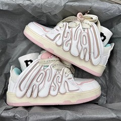 2023 Summer New Unisex Low-top Trendy Platform Sneakers for Women - Korean Style, Thick Sole, Retro Color-block Letter Casual Sports Shoes