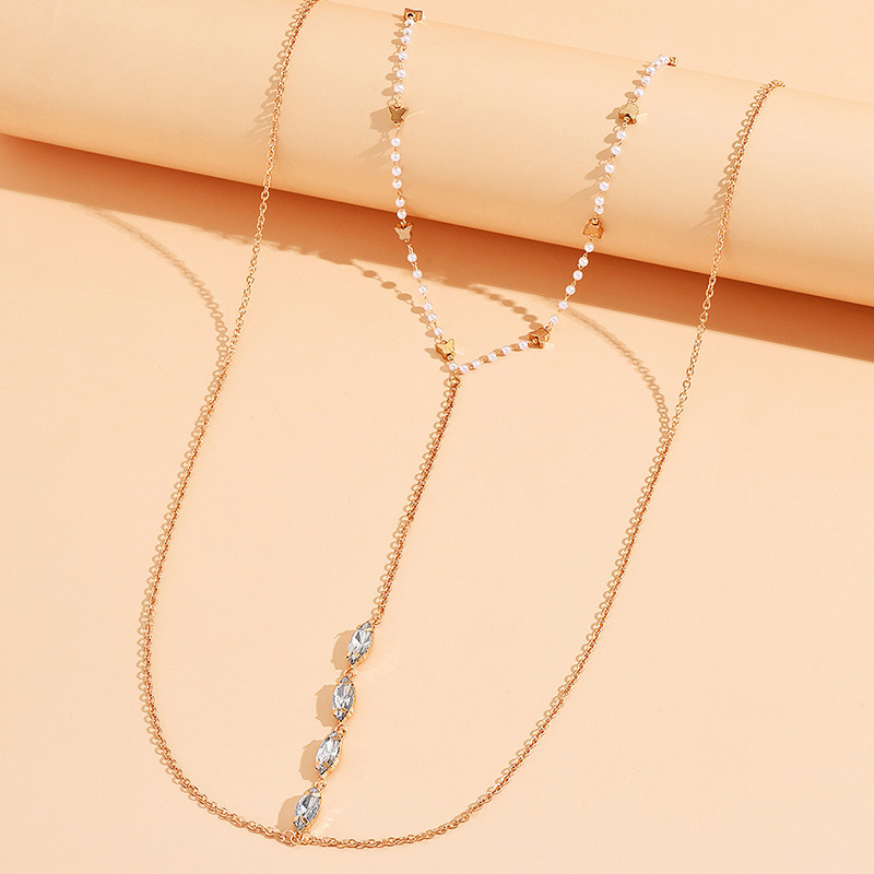1 Piece Fashion Butterfly Artificial Gemstones Imitation Pearl Alloy Body Chain