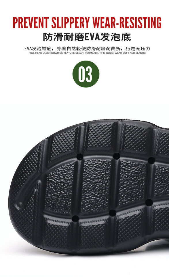 Dép sandal nam da thật đế xốp nhẹ thủ công, gót 3,5 cm, thoáng khí chống trượt — màu vàng chi tiết 13