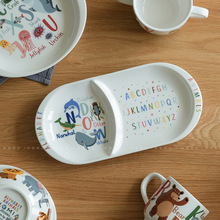 K9HX批发 动物字母 儿童陶瓷餐具釉下彩宝宝分格餐盘环保儿童碗可