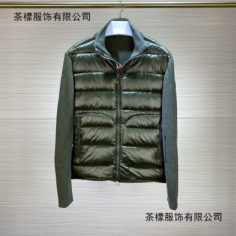 M Autumn/Winter Men's and Women's Knitted down Jacket with Goose down and Wool Patchwork Stand Collar Warm Casual Jacket