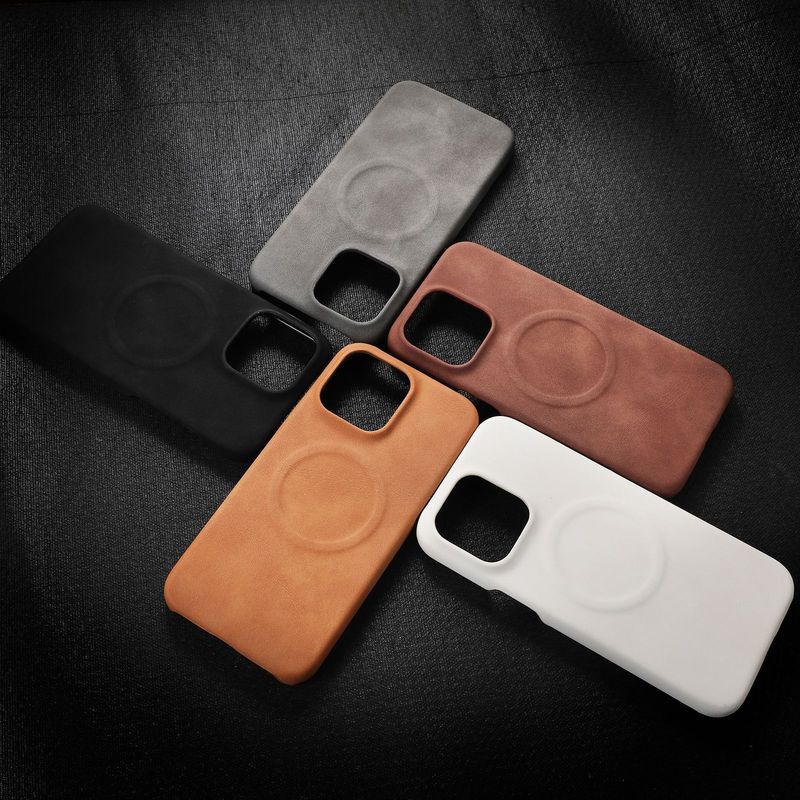羊巴皮商务适用iPhone16promax复古肤感苹果15pm磁吸防摔手机壳套|undefined
