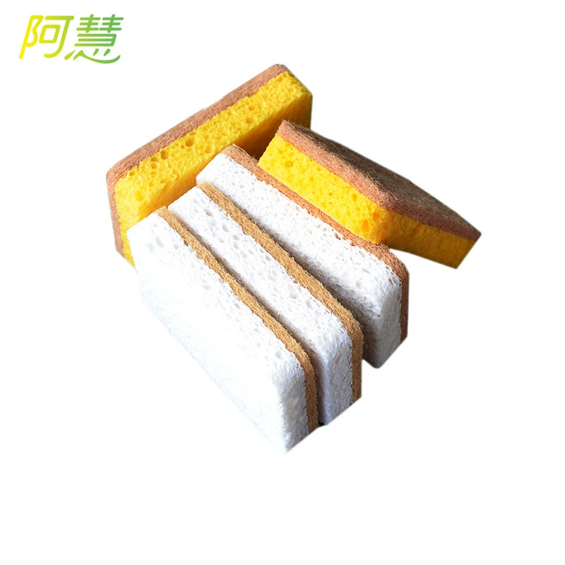 阿慧 Sisal pulp cotton sponge, decontamination dishcloth, water-absorbent cleaning brush, pot not easy to get oily, magic sassafras
