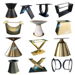 轻奢极简餐厅不锈钢餐台脚岩板大理石餐桌脚铁艺大圆餐桌腿架厂家