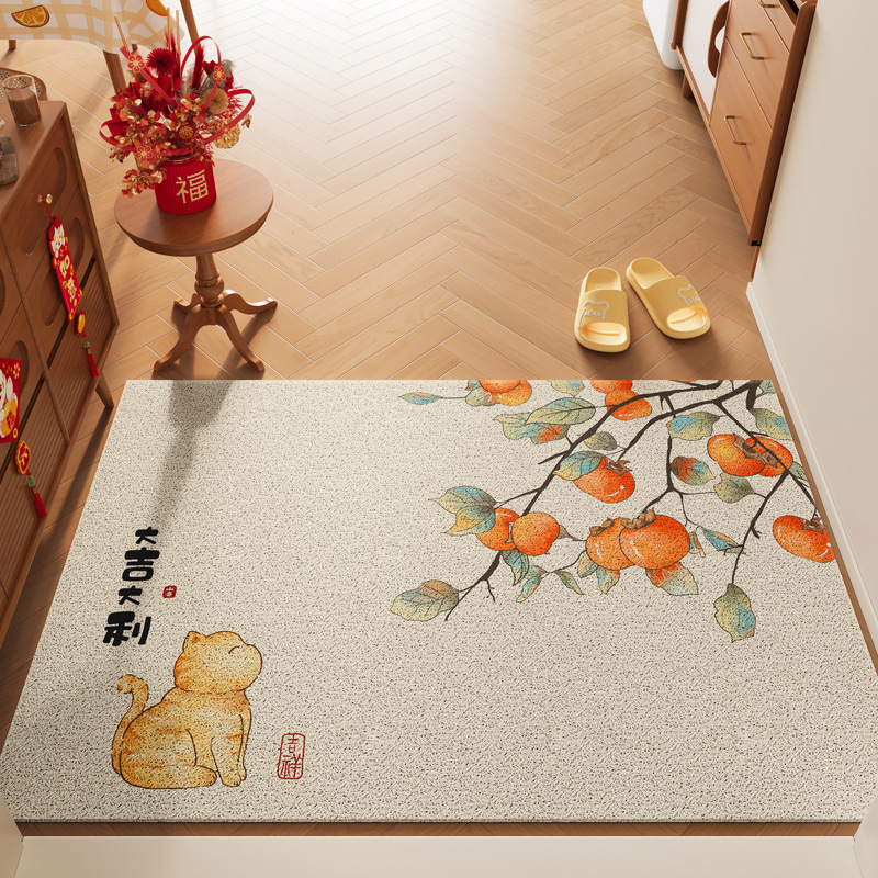 Silk Circle Entrance Door Mat Household Thickened Entry Door Entrance Door Mat Housewarming Festive New Year Door Mat