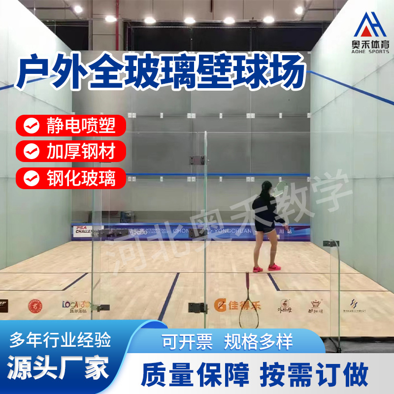 厂家供应户外全玻璃壁球场  钢化玻璃壁球馆室内外全景壁球场