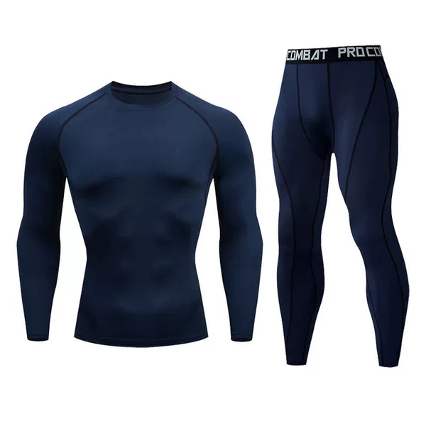 Men's Quick-Drying Tights Sports Fitness Colorful Long-Sleeved Running High-Elastic Suit Base Training Quick-Drying and Breathable