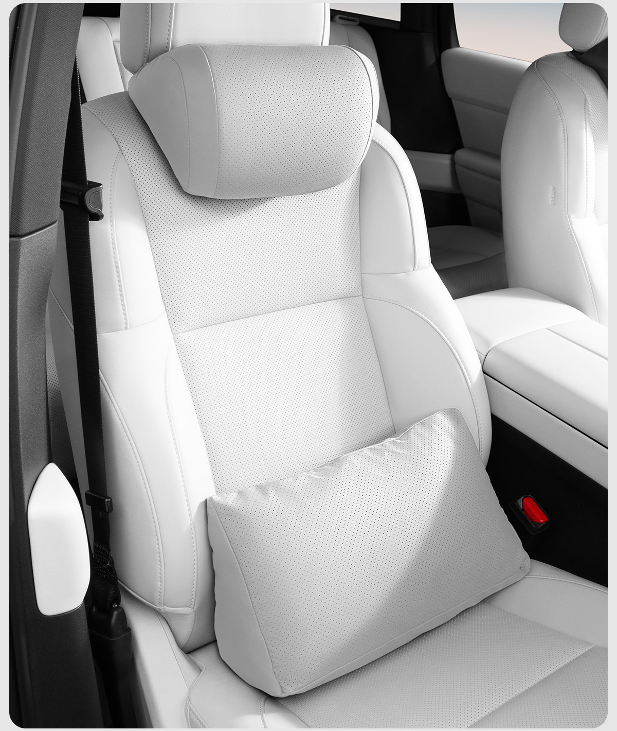 Car headrest and lumbar support, high-end lumbar pillow cushion, leather lumbar support, car backrest pillow, waist and neck protector, Nappa leather
