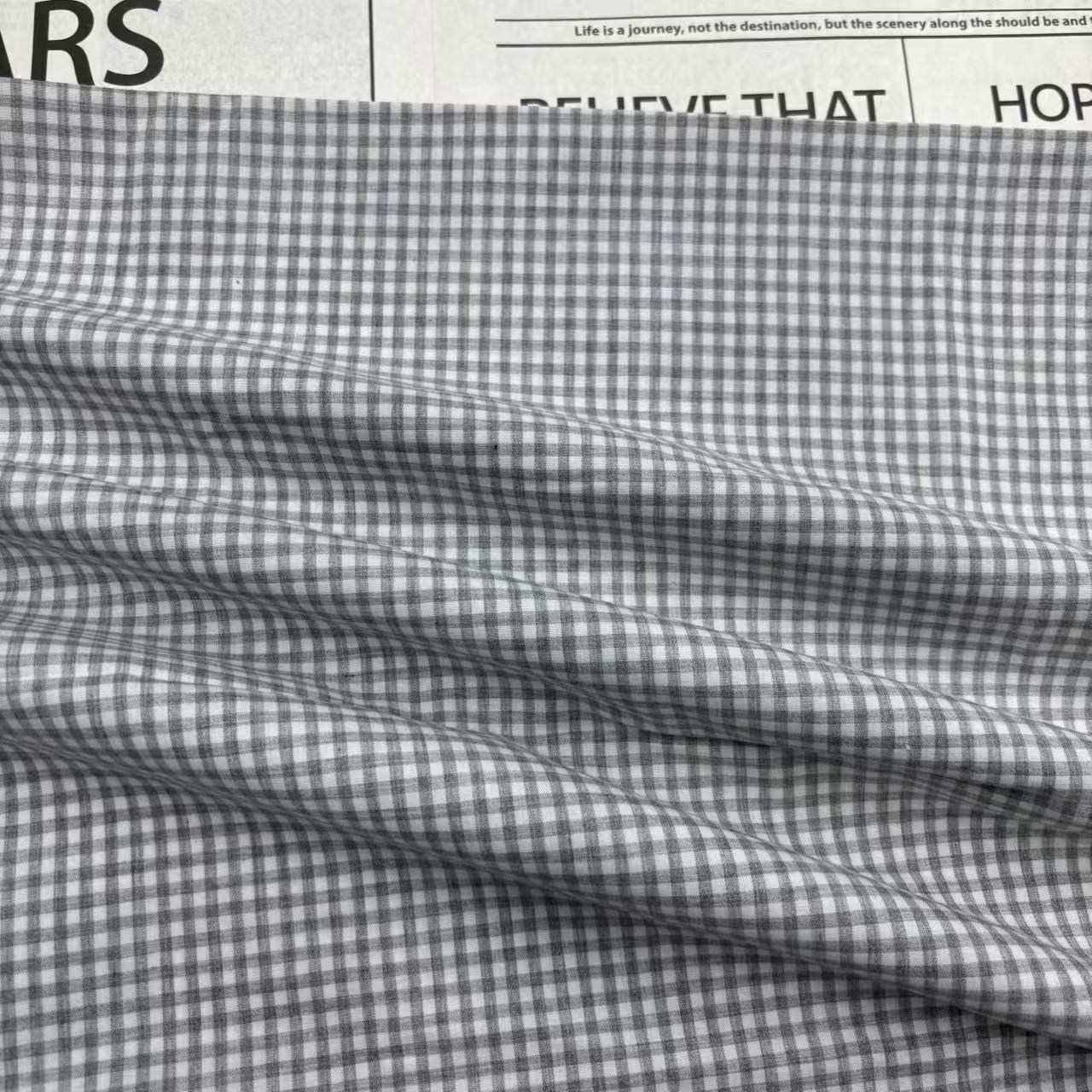 高支高密灰色小细格子男装女装衬衫布料头饰蝴蝶结桌布相拼格子布