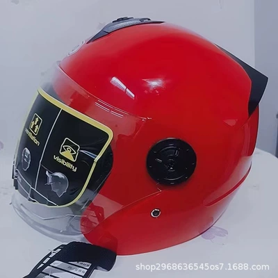 Helmet Men's Electric Car Helmet: Motorcycle Safety Supplies - red-new-thick-four-seasons