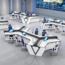 烤漆科技感指挥台中控室监控台指挥中心操作台操控台多人位电脑桌