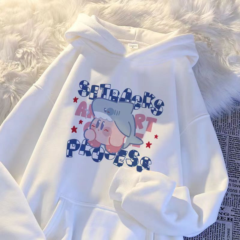 Cross-Border Spring, Autumn and Winter New Hooded Tops for Men and Women, Cute and Versatile Kirby Trendy Brand Pullover Sweatshirts