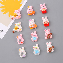日韓卡通樂隊兔子樹脂貼片水杯冰箱貼畫diy手機殼奶油膠飾品配件
