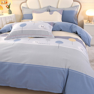 High-Quality Thickeneded Cotton Brushed Four-Piece Set 100 Pure Cotton Bed Bed Sheetss and Quilt Covers Simple Double Wedding Bedding
