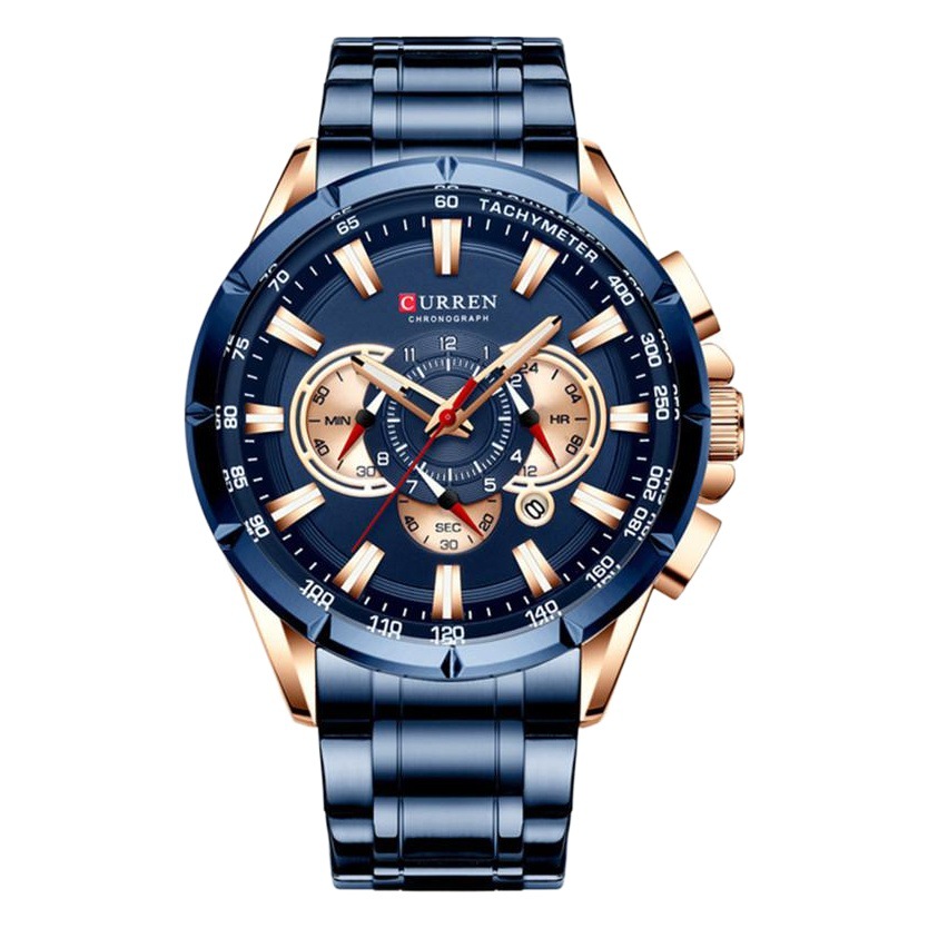 Curren 8363 hombres de negocios correa de acero reloj de cuarzo CALENDARIO DE SEIS pines multifunción luminoso reloj de hombre