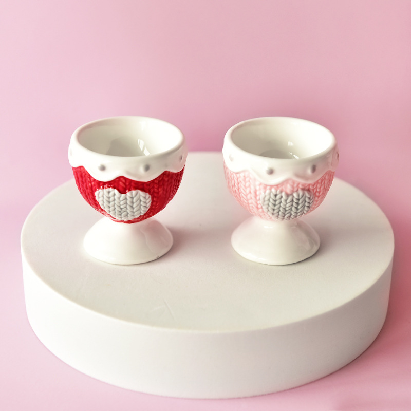 Desayuno de cerámica de estilo europeo taza de huevo mesa de comedor huevo estante titular Copa huevo al vapor estante titular