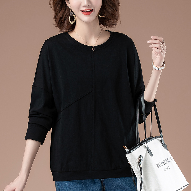 長袖のtシャツの女性の春は太って大きいサイズの婦人服をプラスします。|undefined