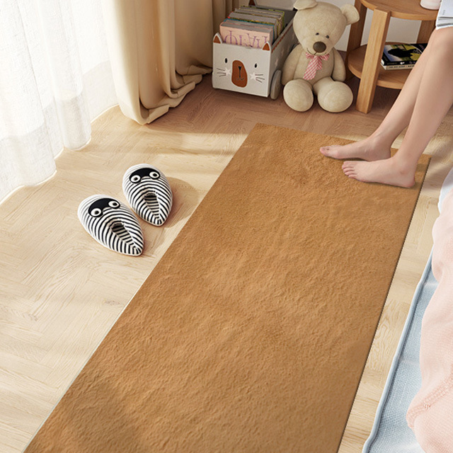 Antibacterial engrosado antideslizante dormitorio tejido de piel de conejo alfombra del hogar manta de noche guardarropa sala de estar alfombra de piso en stock al por mayor