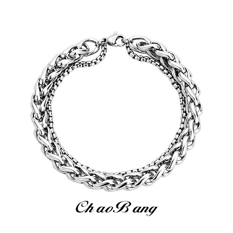 Cross-Border Double-Layer Titanium Steel Dragon Bone Bracelet for Men, Light Luxury Fashion Style, High-End Feel, Simple and Versatile, Personalized Design Jewelry