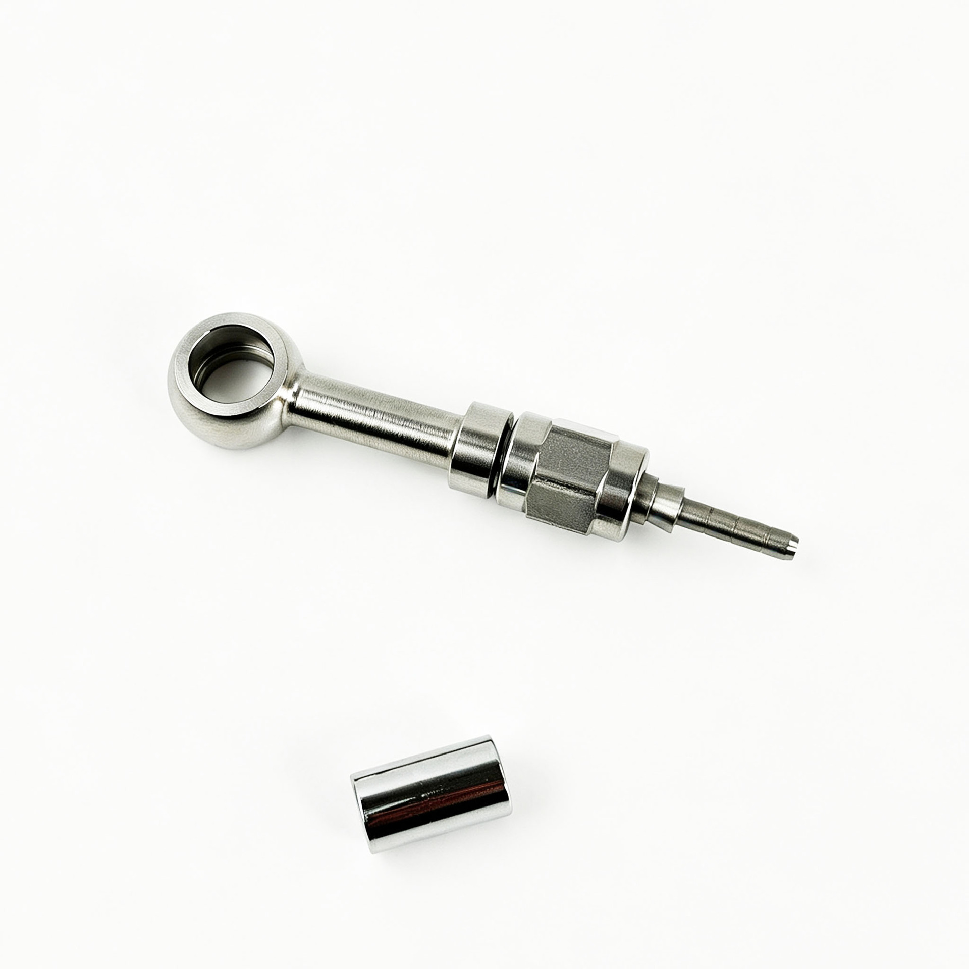 M10 motorcycle nickel-plated brake hose connector 0-degree/28-degree/90-degree extended fish-eye crimp hydraulic connector