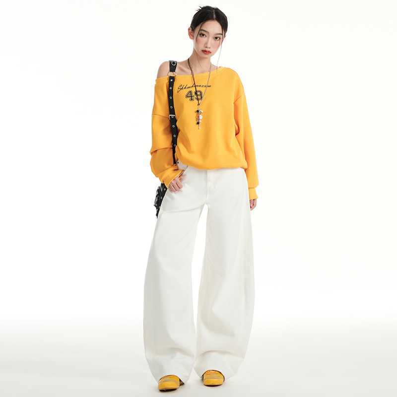 White machete high waist jeans trousers lengthened wholesale generation